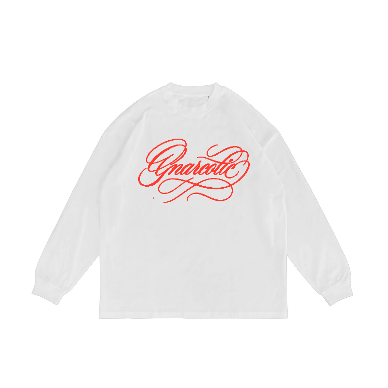 RED NAME PLATE LONG SLEEVE - WHITE
