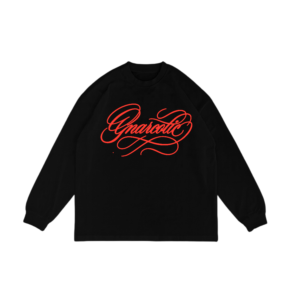 RED NAME PLATE LONG SLEEVE - BLACK