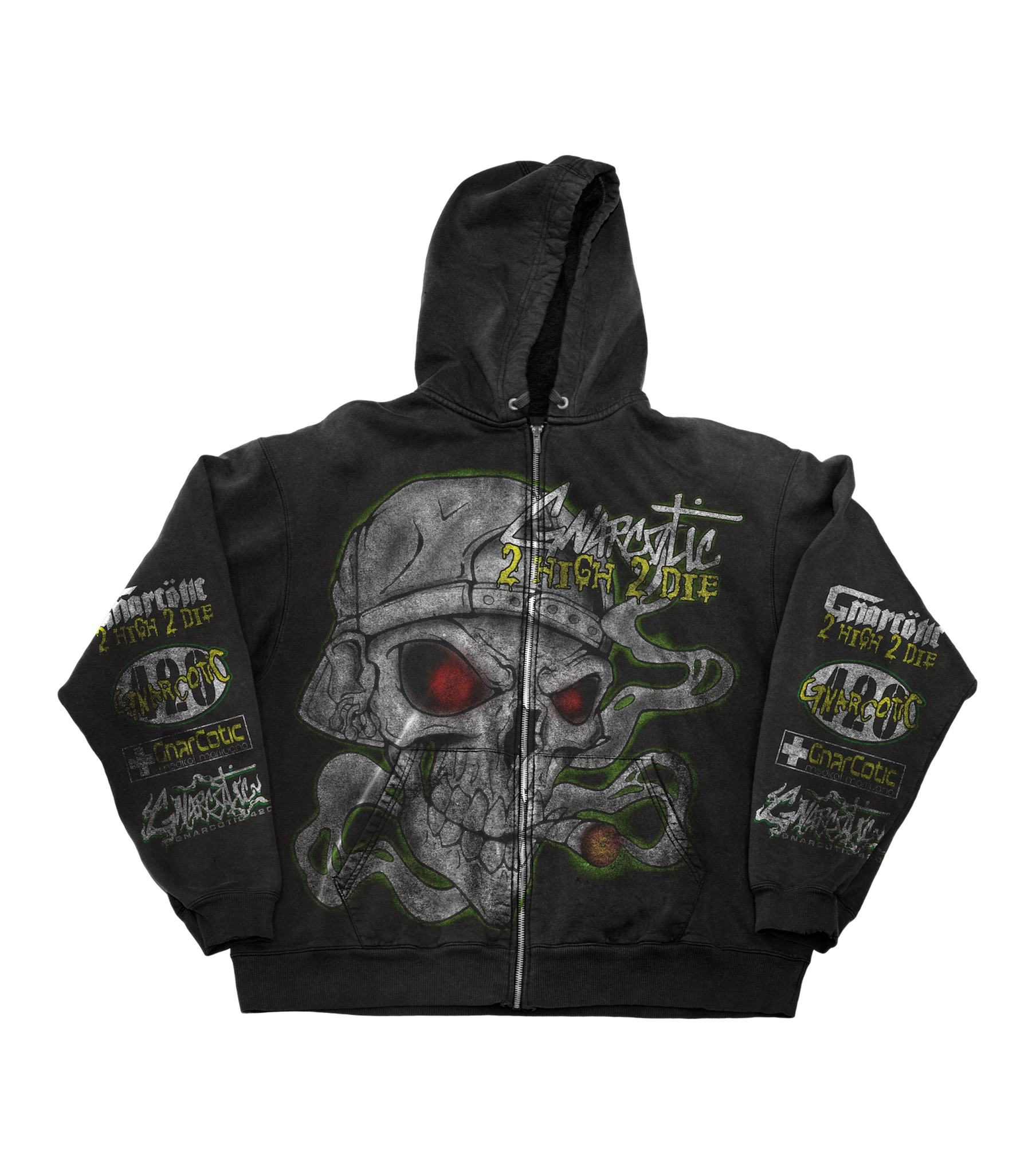 2 HIGH 2 DIE ZIP HOODIE - BLACK