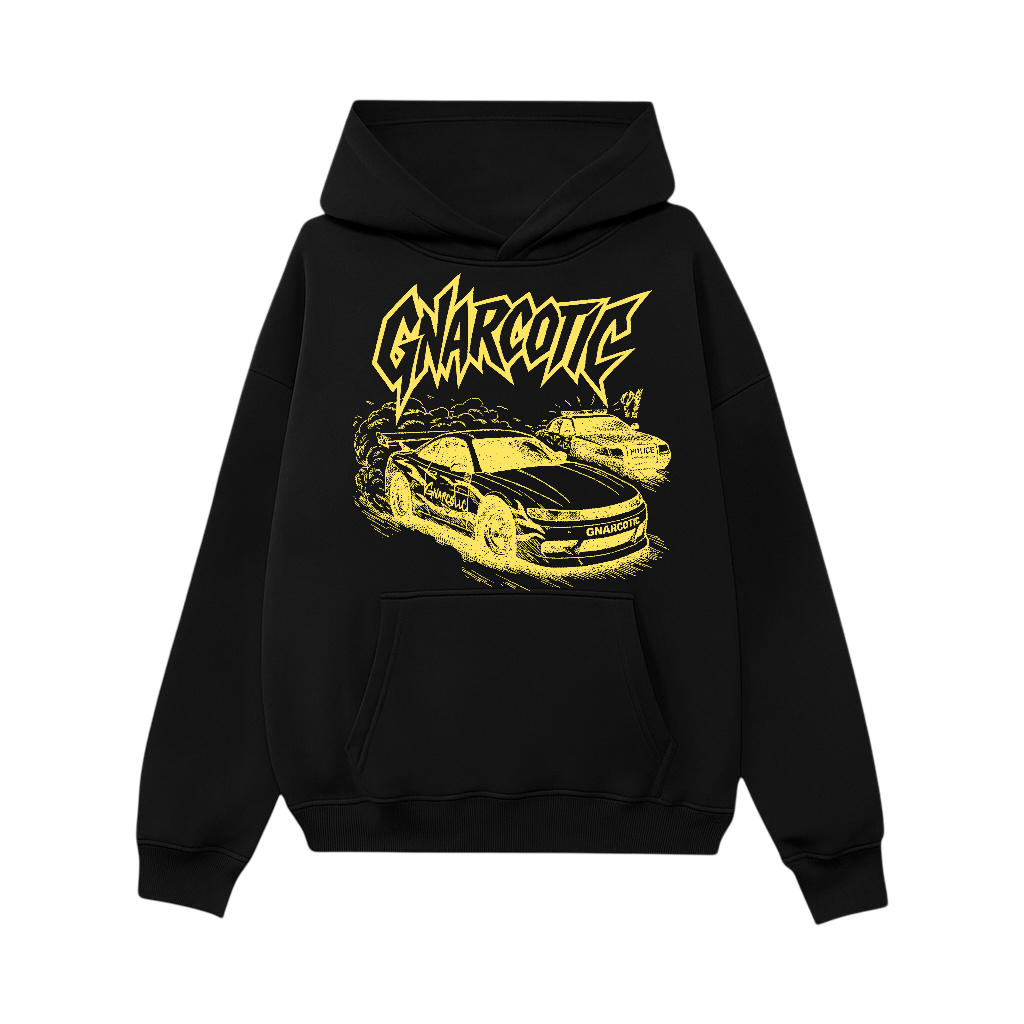 YELLOW RUN FROM 12 HOODIE - BLACK