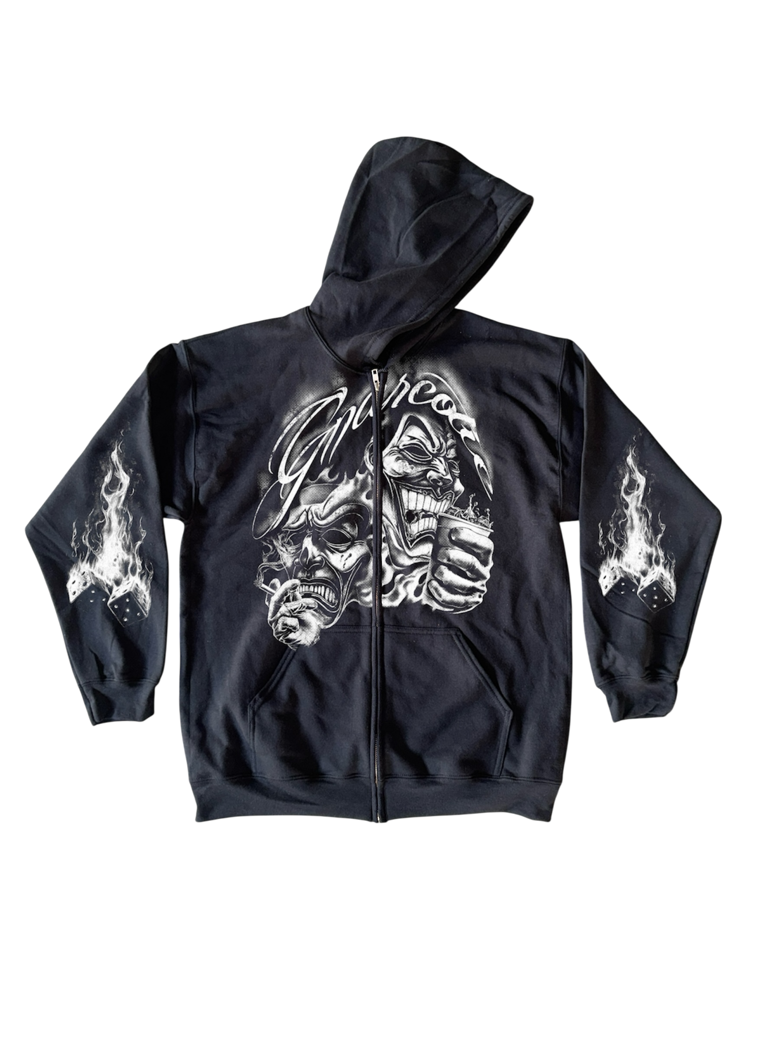 CRY NOW LAUGH LATER ZIP UP - BLACK