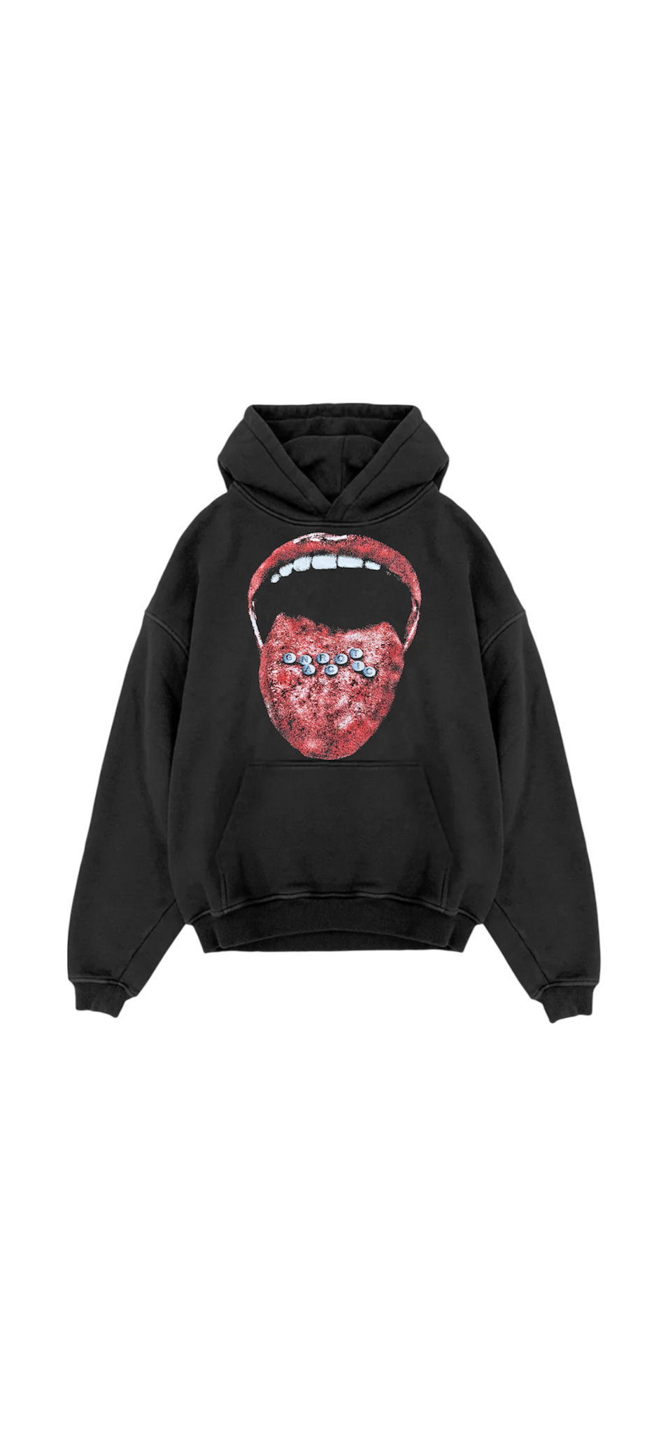 OPEN WIDE HOODIE - BLACK