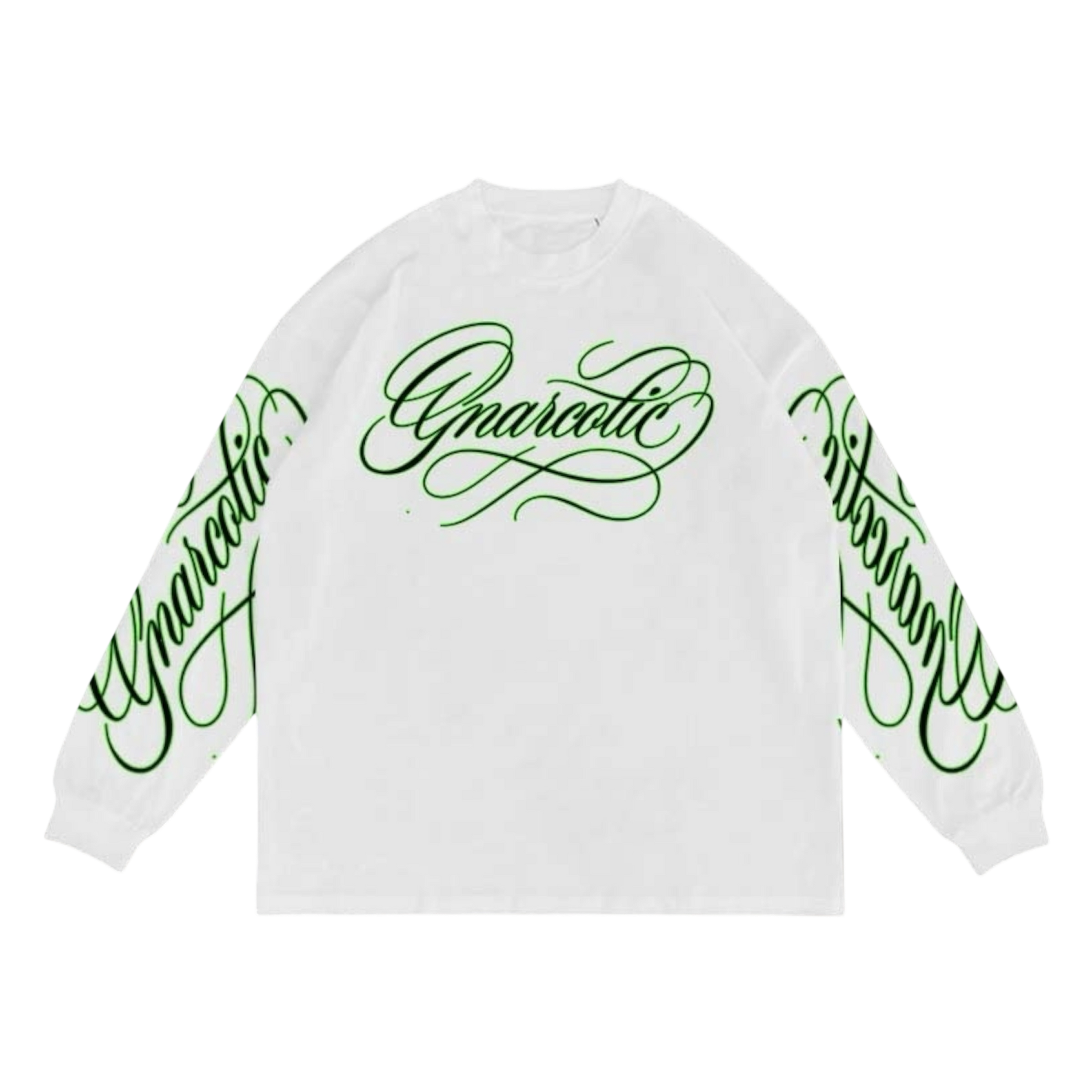 GREEN NAME PLATE LONG SLEEVE - WHITE